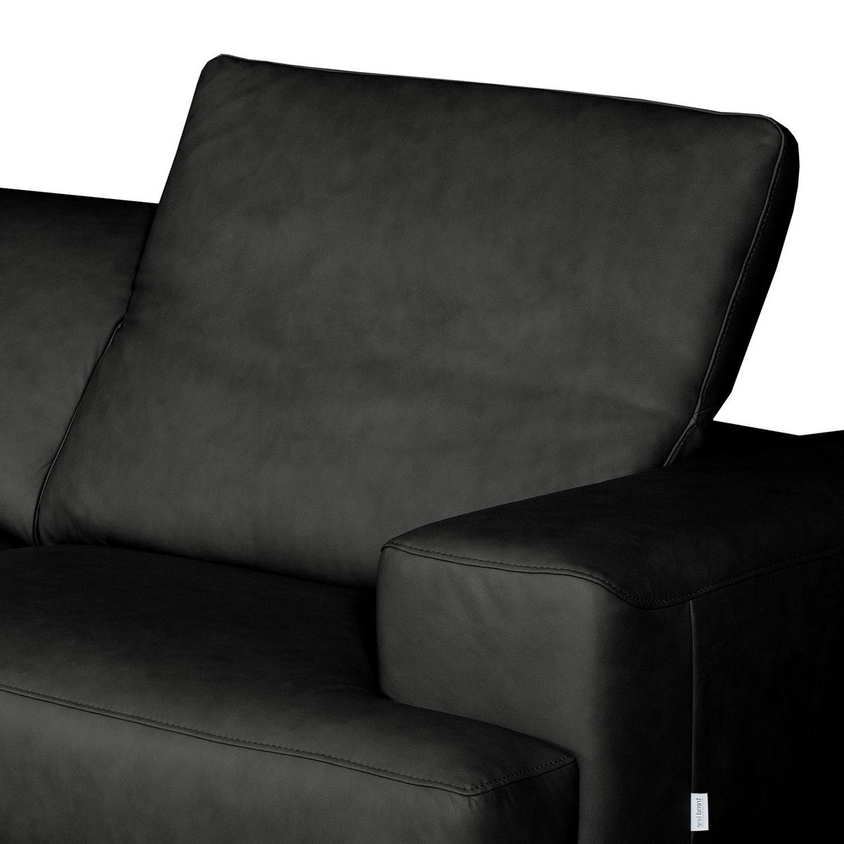 ECKSOFA  in Echtleder Schwarz  187/295 cm  - Schwarz, Design, Leder/Metall (187/295cm) - Livetastic