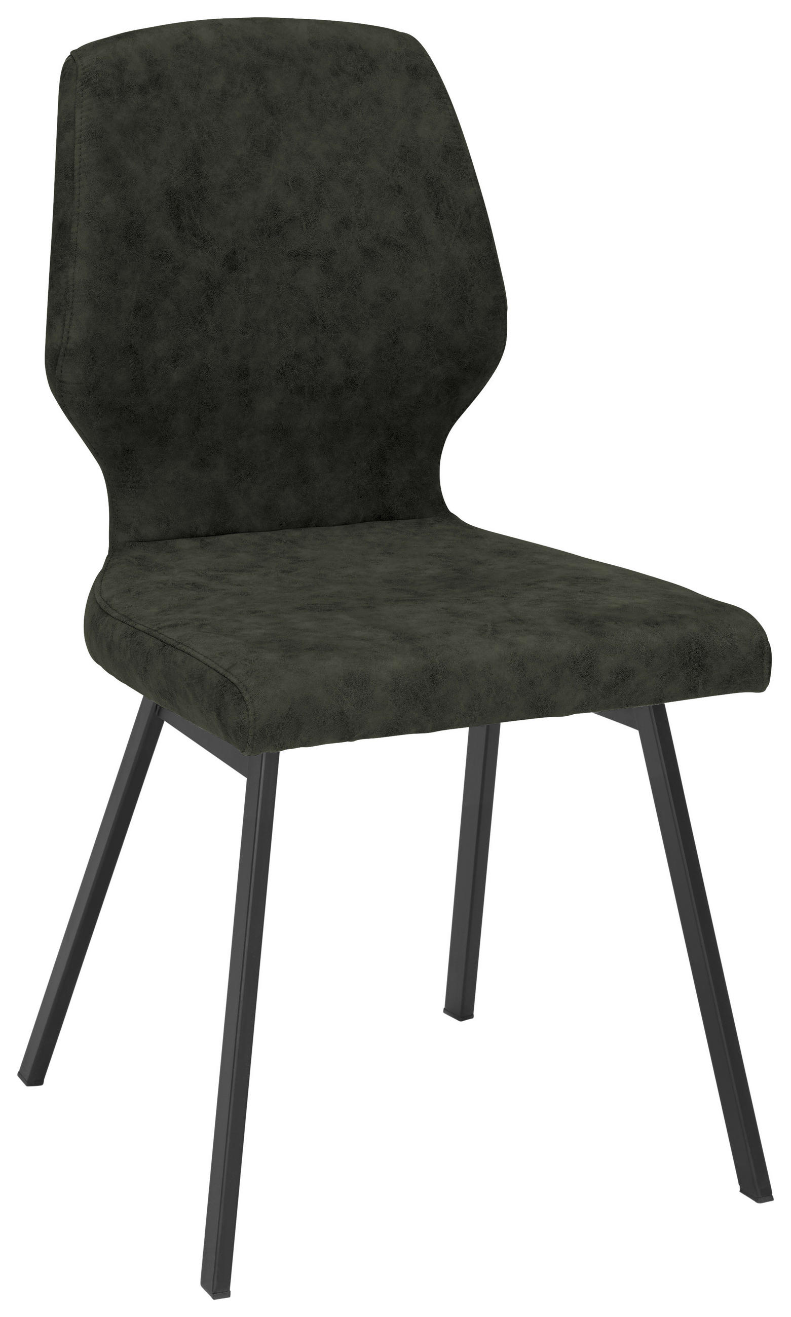 STUHL  in Eisen Mikrofaser  - Dunkelgrün/Schwarz, MODERN, Textil/Metall (46/91/61cm) - Venda