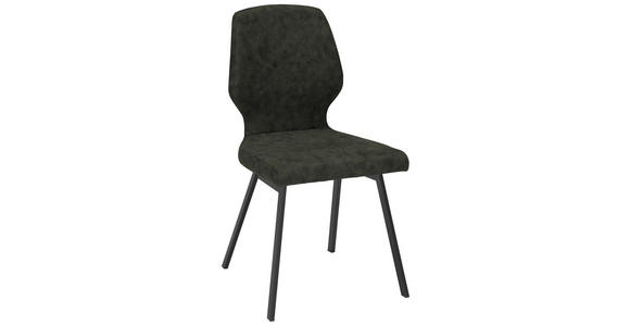 STUHL in Eisen Mikrofaser - Dunkelgrün/Schwarz, MODERN, Textil/Metall (46/91/61cm) - Venda
