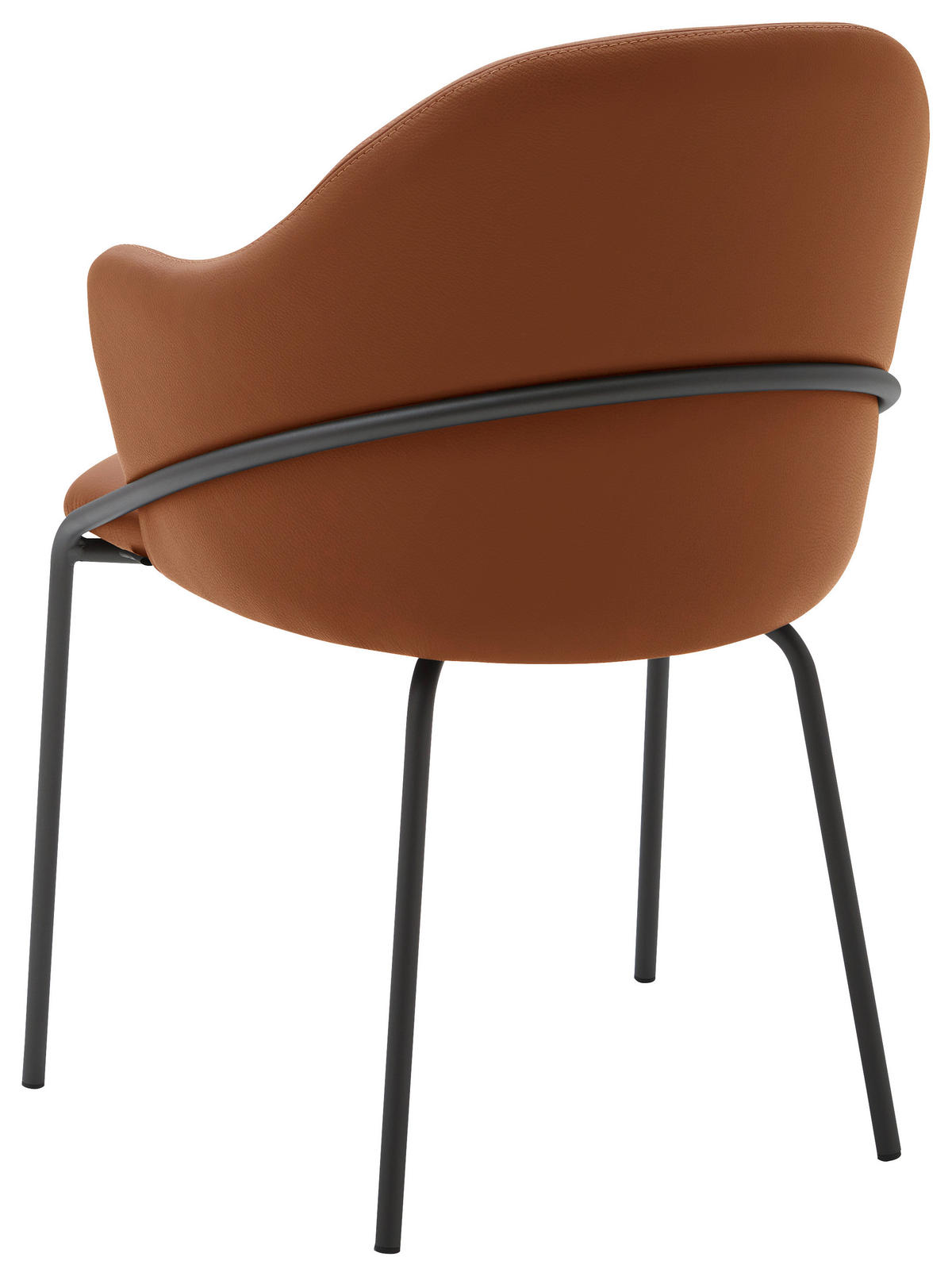ARMLEHNSTUHL  in Echtleder pigmentiert  - Cognac/Anthrazit, Design, Leder (55/84/55cm) - Emilio Belluti