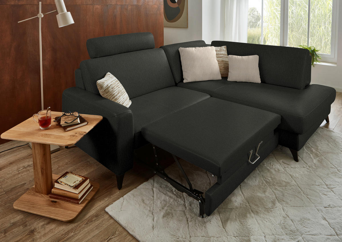 ECKSOFA  Chenille Anthrazit  - Anthrazit/Schwarz, Design, Textil/Metall (239/182cm) - Beldomo Comfort