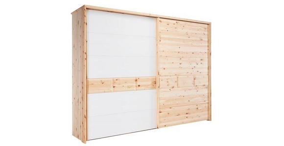 SCHWEBETÜRENSCHRANK in Weiß, Zirbelkieferfarben - Zirbelkieferfarben/Weiß, Natur, Glas/Holz (250/225/65cm) - Valnatura