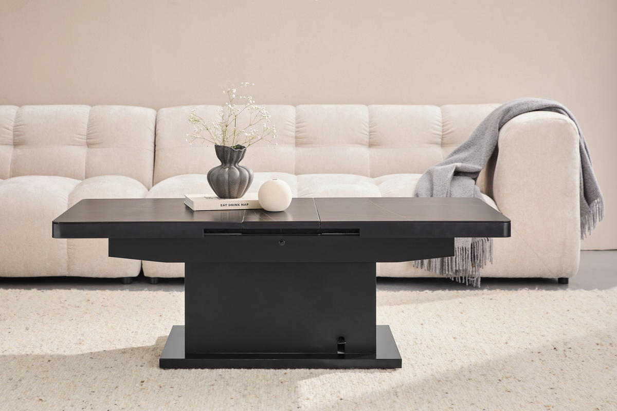SOFFBORD i metall, keramik 125-150/49,5-79/70 cm  - svart, Design, metall/keramik (125-150/49,5-79/70cm) - Livetastic