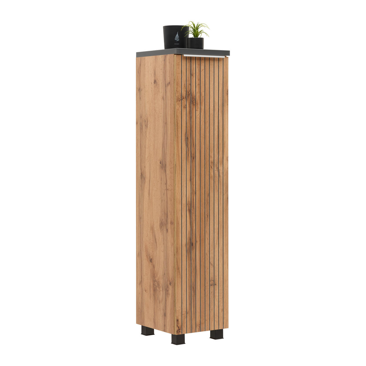 Midischrank Jakarta 30/130/35 cm  - Eiche Wotan/Schwarz, MODERN, Holzwerkstoff/Kunststoff (30/130/35cm) - Held
