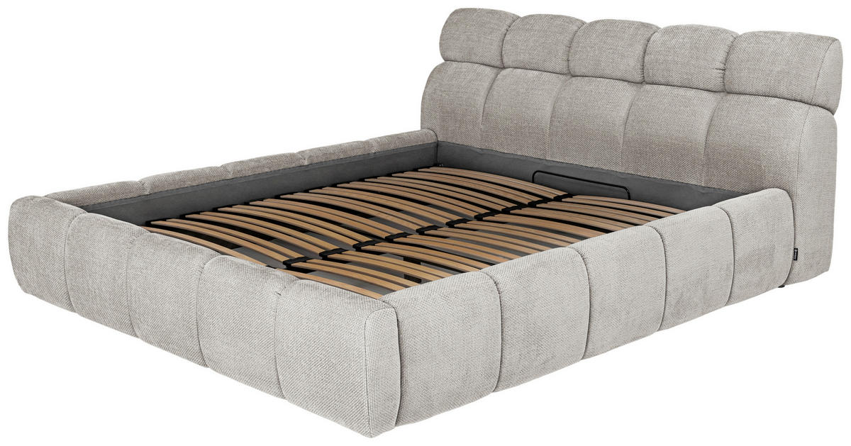 POLSTERBETT 180/200 cm,  in Beige,  - Beige/Schwarz, Design, Kunststoff/Textil (180/200cm) - Esposa