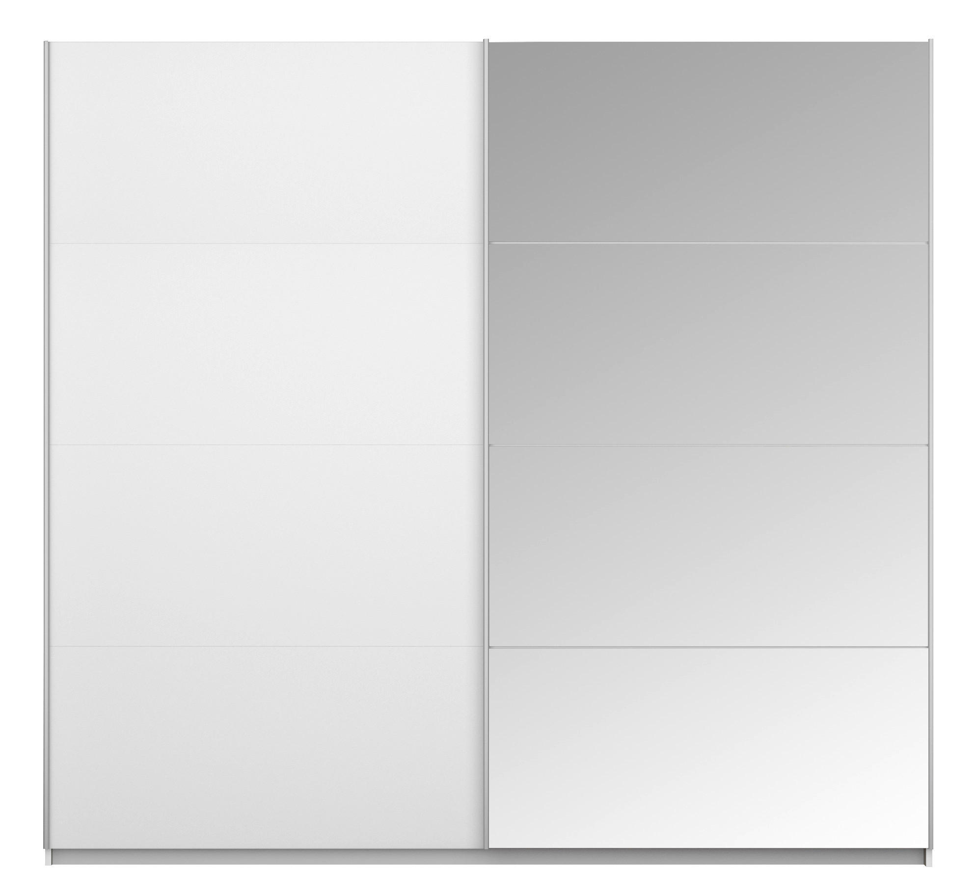 SCHWEBETÜRENSCHRANK 226/229/57 cm 2-türig Weiß  - Alufarben/Weiß, KONVENTIONELL, Glas/Holzwerkstoff (226/229/57cm) - Carryhome