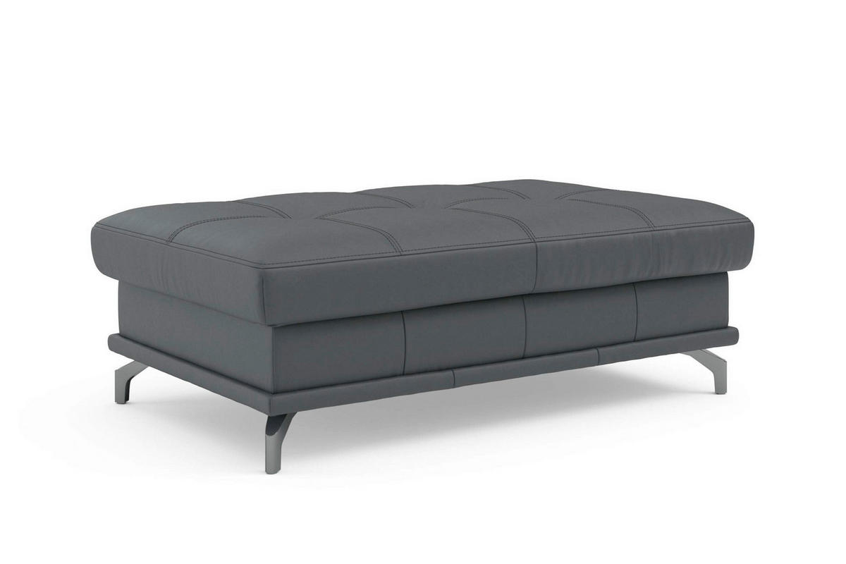 HOCKER COSTELLO E Echtleder Schwarz  - Schwarz, Basics, Leder/Metall (133/47/72cm) - Sit & More