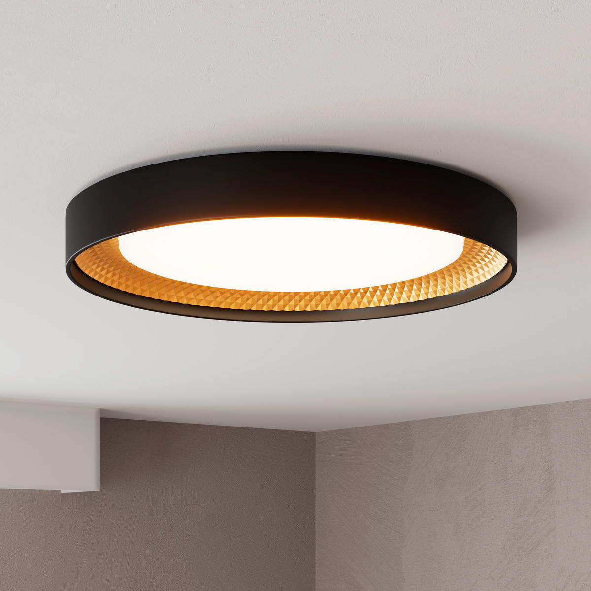 LED-TAKLAMPA 45 W 48,5/8 cm  - vit/champagne, Design, plast (48,5/8cm) - Novel