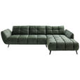 ECKSOFA Grün Mikrofaser  - Schwarz/Grün, KONVENTIONELL, Textil/Metall (313/215cm) - Hom`in