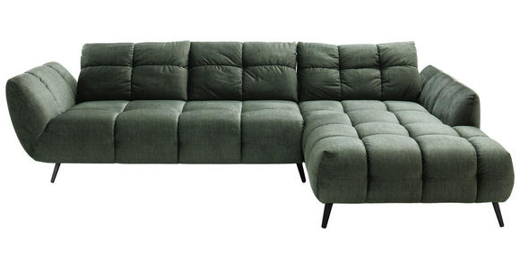 ECKSOFA Grün Mikrofaser  - Schwarz/Grün, KONVENTIONELL, Textil/Metall (313/215cm) - Hom`in