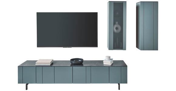 WOHNWAND  in Grün  218/185/45 cm  - Anthrazit/Grün, Design, Glas/Holzwerkstoff (218/185/45cm) - Johann Jakob