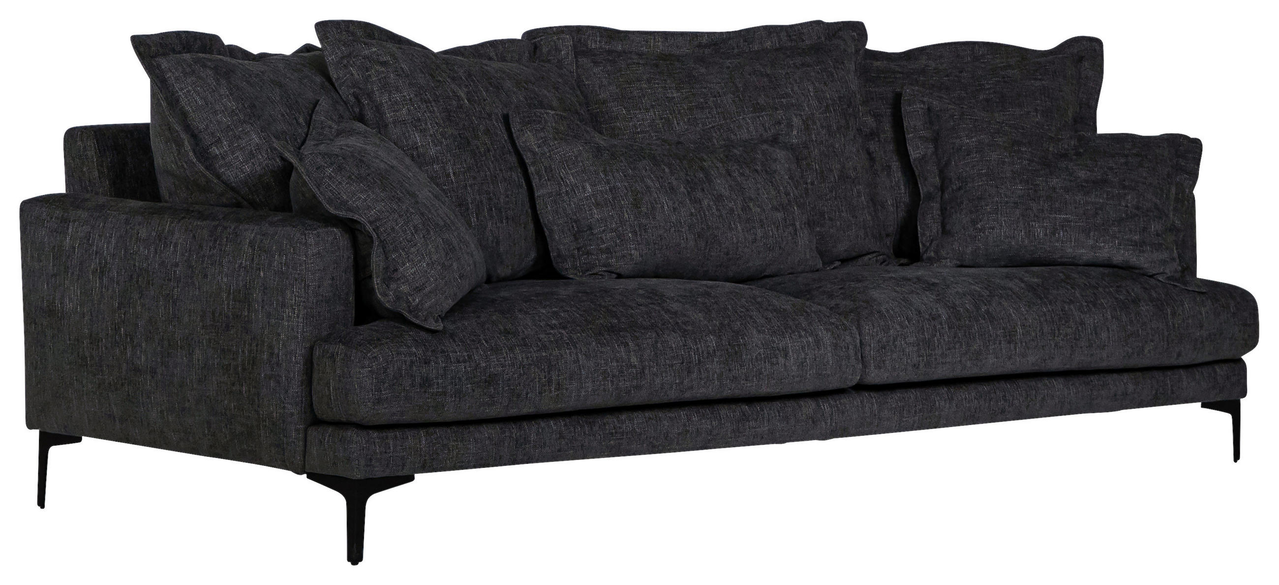 3-SITS SOFFA i mörkgrå  - mörkgrå/svart, Klassisk, metall/trä (250/92/98cm) - Novel