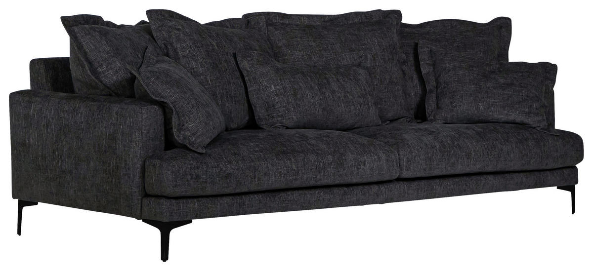 3-SITS SOFFA i mörkgrå  - mörkgrå/svart, Klassisk, metall/trä (250/92/98cm) - Novel