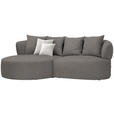 ECKSOFA in Plüsch Graphitfarben  - Creme/Schwarz, MODERN, Kunststoff/Textil (166/235cm) - Hom`in