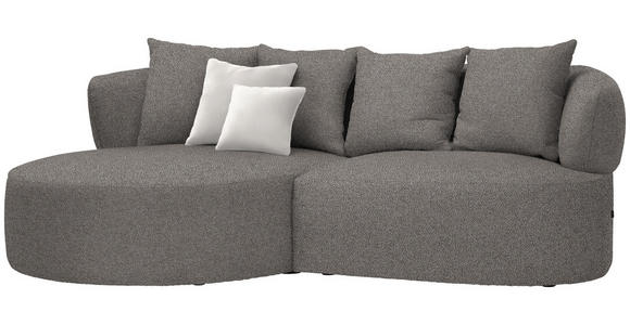 ECKSOFA in Plüsch Graphitfarben  - Creme/Schwarz, MODERN, Kunststoff/Textil (166/235cm) - Hom`in