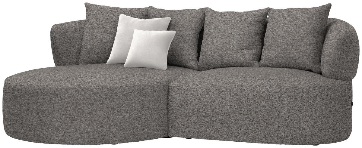 ECKSOFA in Plüsch Graphitfarben  166/235 cm  - Creme/Schwarz, MODERN, Kunststoff/Textil (166/235cm) - Hom`in