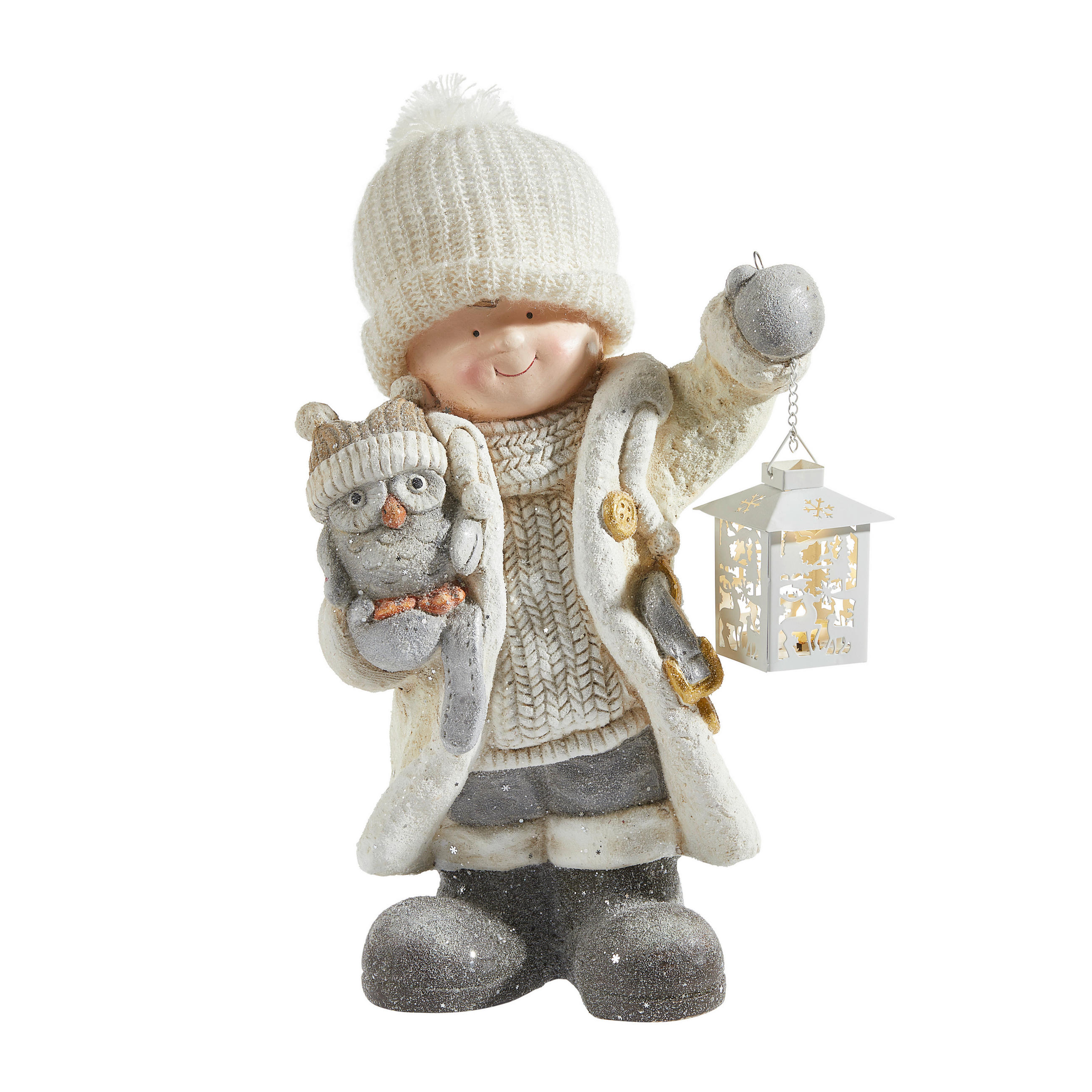 DEKOFIGUR KIND  - Creme/Grau, LIFESTYLE, Stein (30/44/20cm) - X-Mas