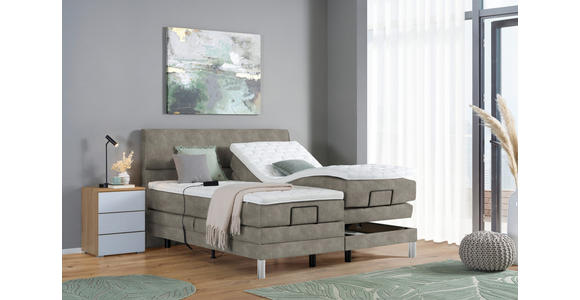 BOXSPRINGBETT 180/200 cm  in Taupe  - Taupe/Chromfarben, KONVENTIONELL, Kunststoff/Textil (180/200cm) - Voleo