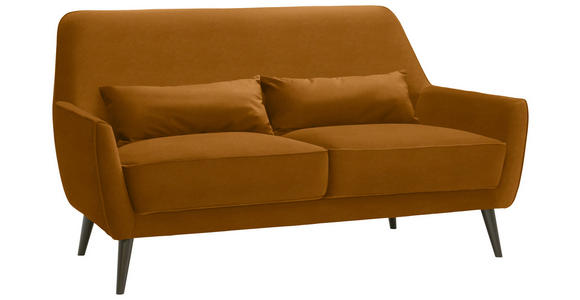 3-SITZER-SOFA in Mikrofaser Gelb - Gelb/Schwarz, Trend, Holz/Textil (160/86/80cm) - Carryhome