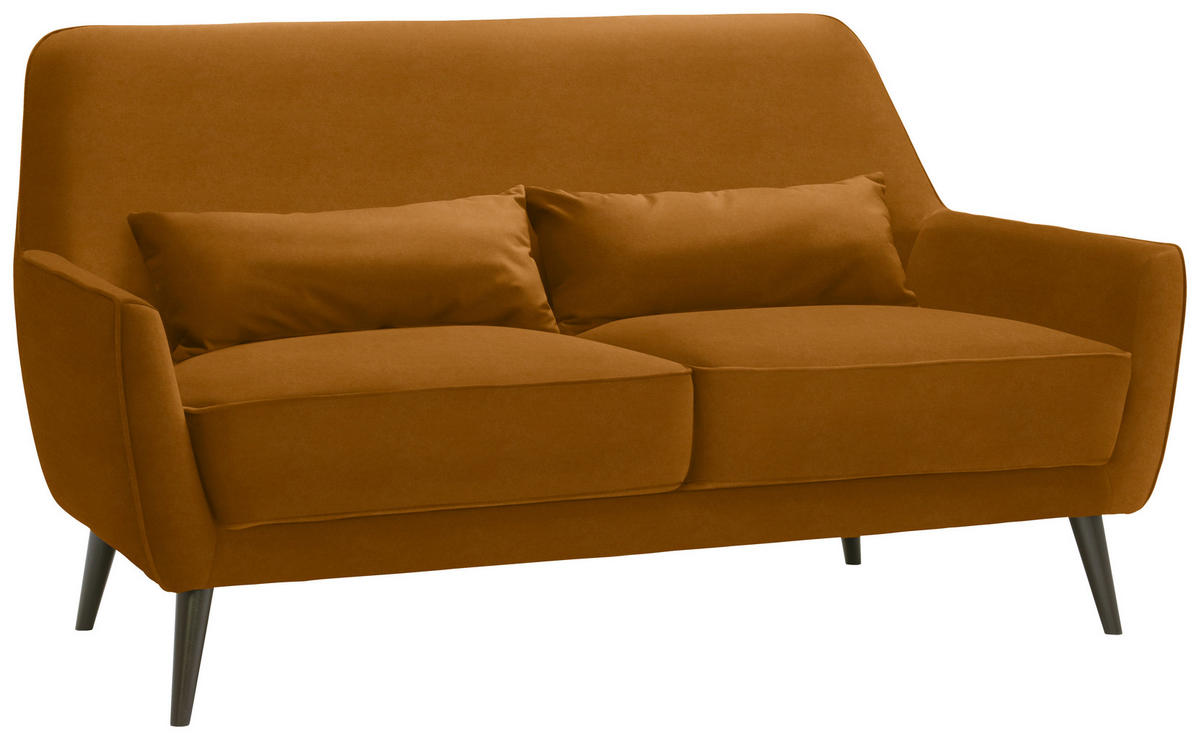 3-SITZER-SOFA in Mikrofaser Gelb  - Gelb/Schwarz, Trend, Holz/Textil (160/86/80cm) - Carryhome