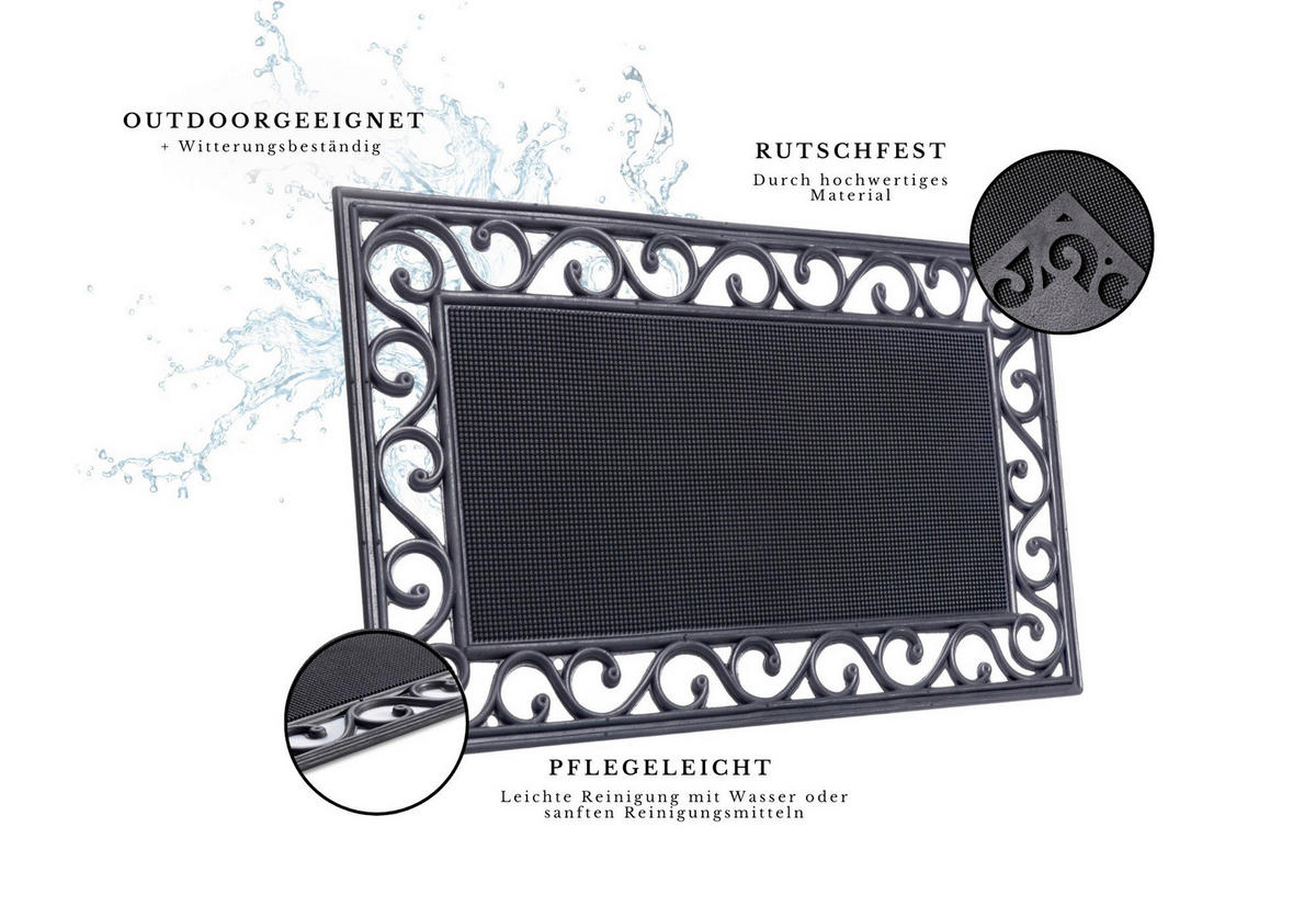 FUßMATTE  45/75 cm  Schwarz  - Schwarz, Basics, Kunststoff (45/75cm)