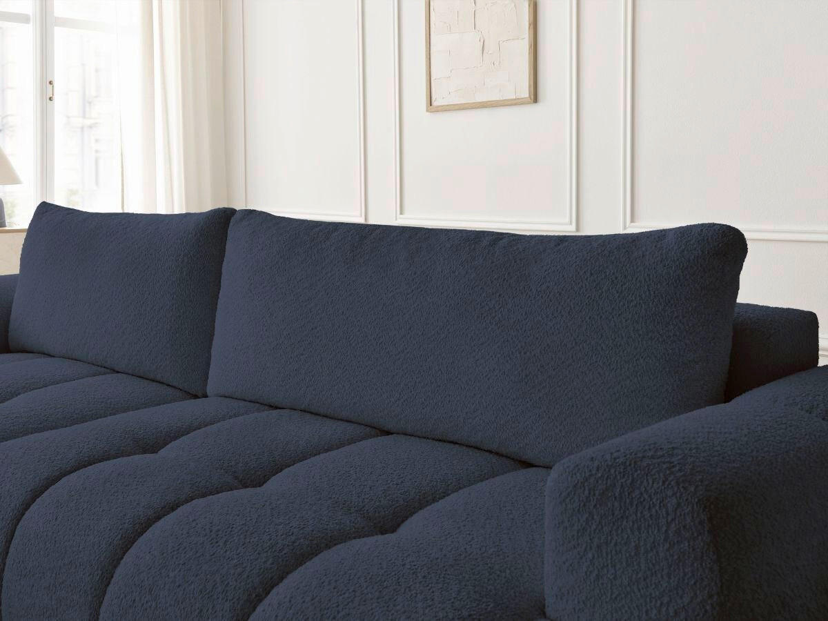 ECKSCHLAFSOFA FUJI Bouclé Dunkelblau  inkl.  - Schwarz/Dunkelblau, MODERN, Kunststoff/Textil (160/292cm)