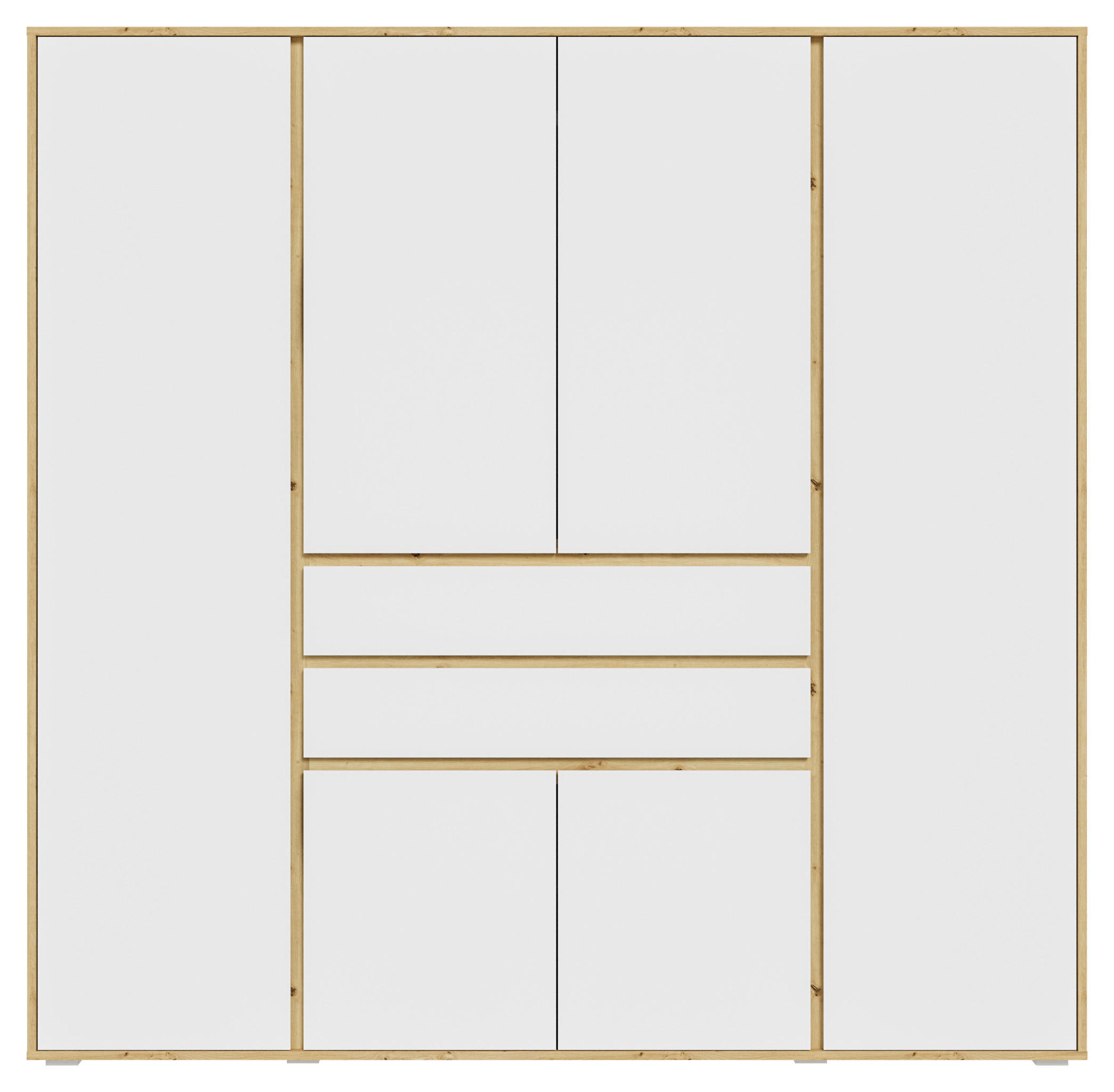Livetastic Drehtürenschrank Eiche Artisan, Weiß 197x194x56 cm