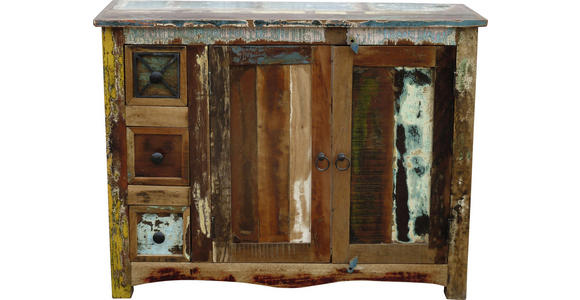 KOMMODE 110/85/40 cm Recyclingholz massiv  - Multicolor/Braun, LIFESTYLE, Holz/Metall (110/85/40cm) - Landscape