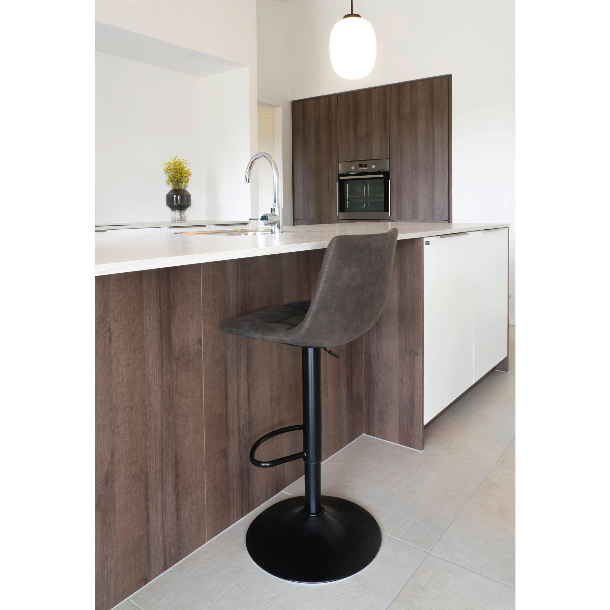 BARHOCKER-SET in Dunkelgrau  - Dunkelgrau/Schwarz, MODERN, Textil/Metall (43/88-108/45cm) - MID.YOU