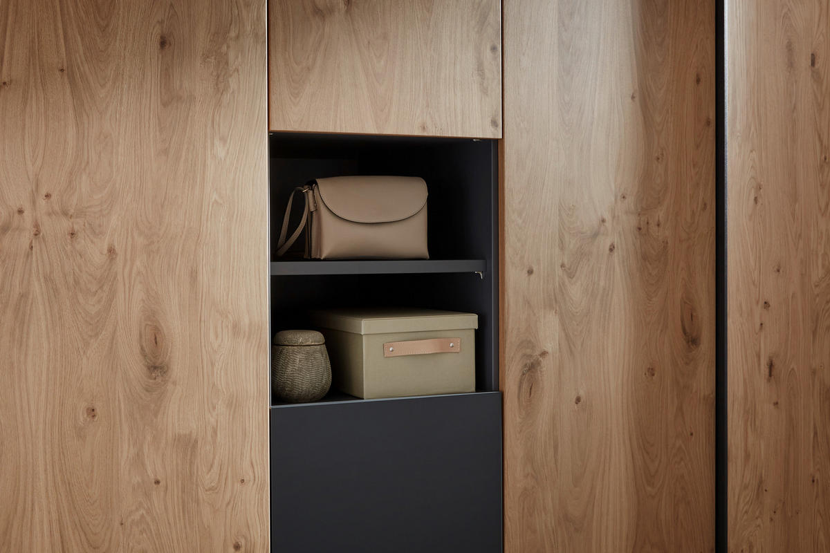 DREHTÜRENSCHRANK 200,1/229,4/59,5 cm,  in Anthrazit, Eichefarben, 6-türig  - Eichefarben/Anthrazit, KONVENTIONELL, Holzwerkstoff/Metall (200,1/229,4/59,5cm) - Dieter Knoll