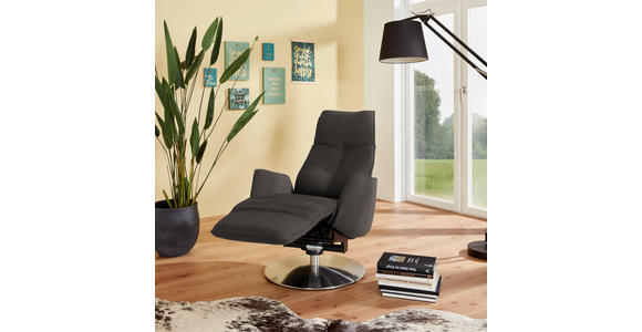 RELAXSESSEL in Textil Dunkelgrau  - Dunkelgrau/Anthrazit, Design, Textil/Metall (71/114/84cm) - Johann Jakob