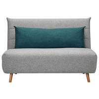 SCHLAFSOFA Webstoff Grau  - Blau/Naturfarben, MODERN, Holz/Kunststoff (125/84/91cm) - Livetastic