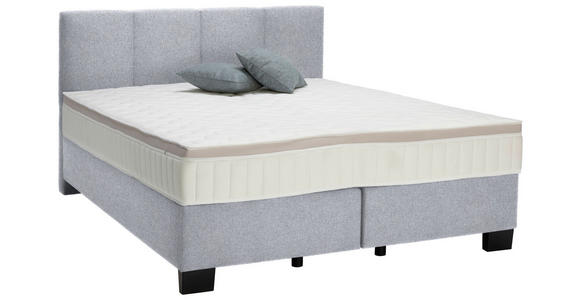 BOXSPRINGBETT 200/200 cm in Hellgrau - Hellgrau/Schwarz, Design, Kunststoff/Textil (200/200cm) - Hom`in