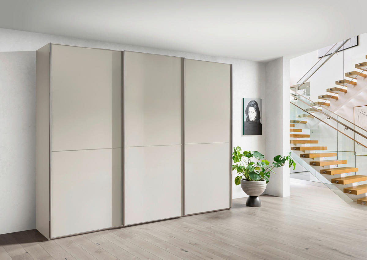 SCHWEBETÜRENSCHRANK 280/236/67 cm 3-türig Weiß  - Chromfarben/Weiß, MODERN, Holzwerkstoff/Metall (280/236/67cm) - Chameo