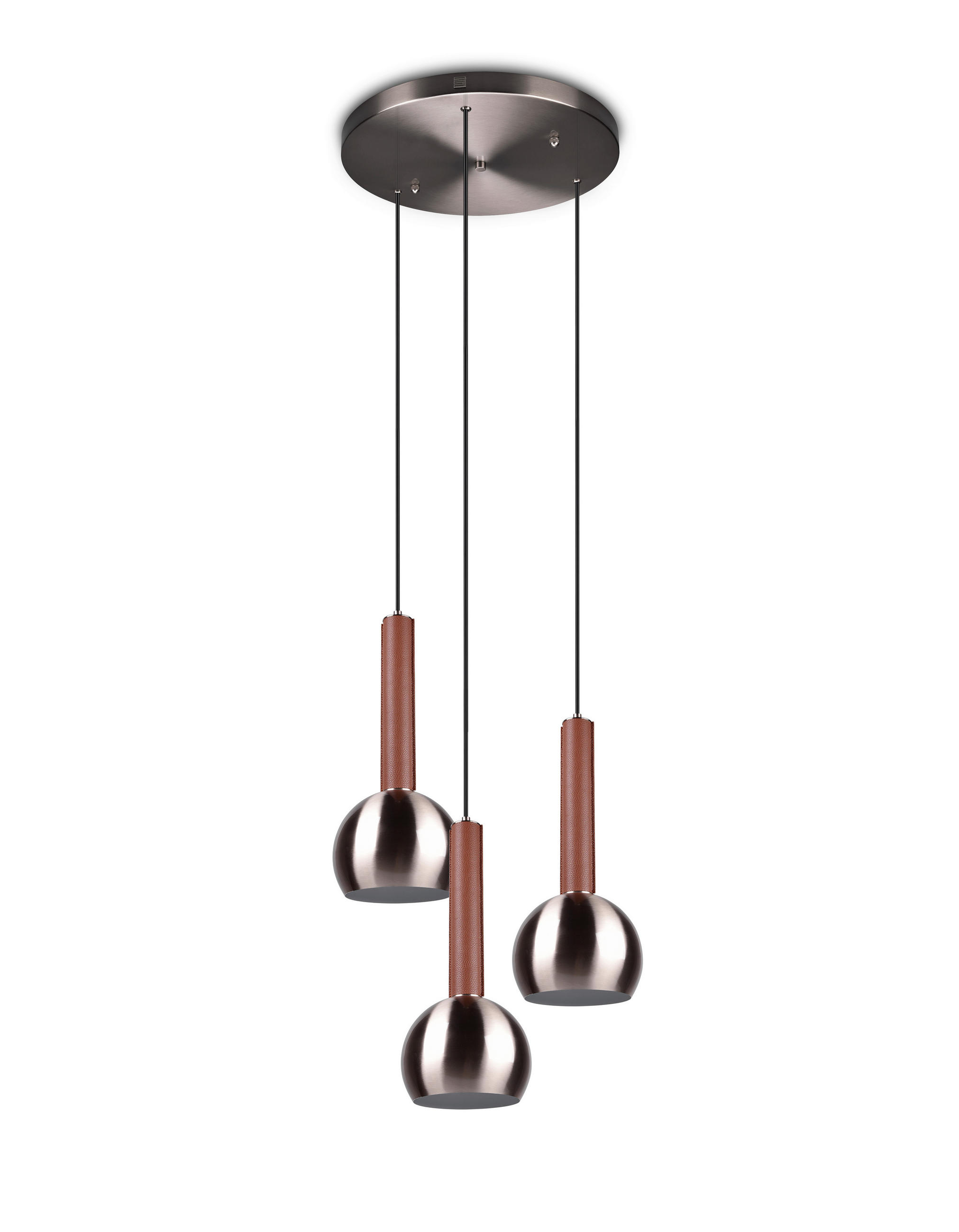 HÄNGELEUCHTE Ciliana 52/200 cm  - Braun/Nickelfarben, Design, Leder/Metall (52/200cm) - Trio Leuchten