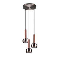 HÄNGELEUCHTE Ciliana 52/200 cm  - Braun/Nickelfarben, Design, Leder/Metall (52/200cm) - Trio Leuchten