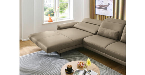 ECKSOFA in Echtleder Hellbraun  - Hellbraun/Schwarz, Design, Leder/Metall (193/332cm) - Dieter Knoll