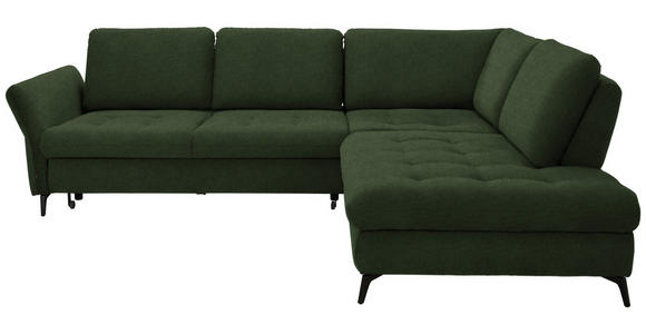 ECKSOFA Olivgrün Flachgewebe  - Schwarz/Olivgrün, Natur, Textil/Metall (288/233cm) - Valnatura