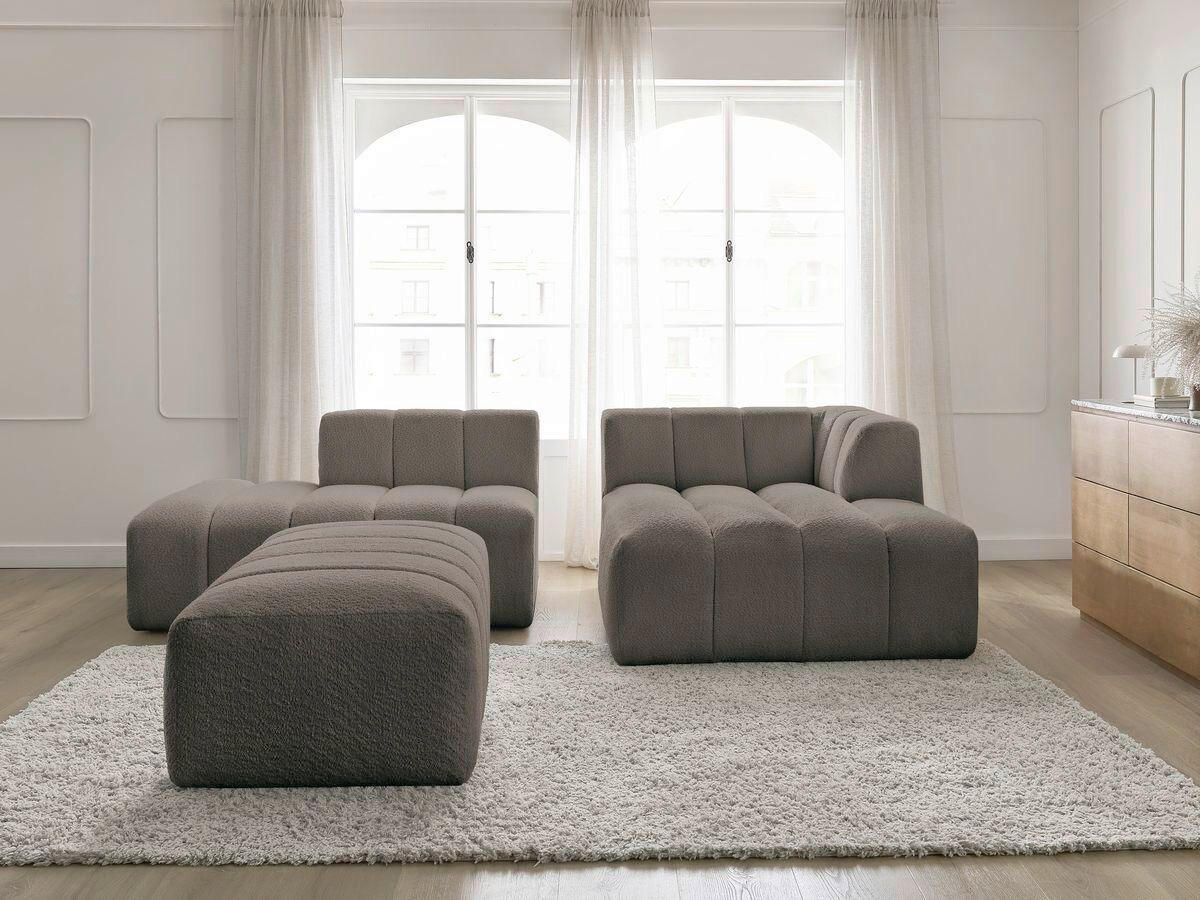 ECKSOFA  ANNECY Taupe Bouclé  - Taupe/Schwarz, MODERN, Kunststoff/Textil (262/170cm)