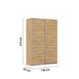 SCHWEBETÜRENSCHRANK  in Eiche Artisan  - Alufarben/Eiche Artisan, KONVENTIONELL, Holzwerkstoff/Metall (136/210/62cm) - Xora