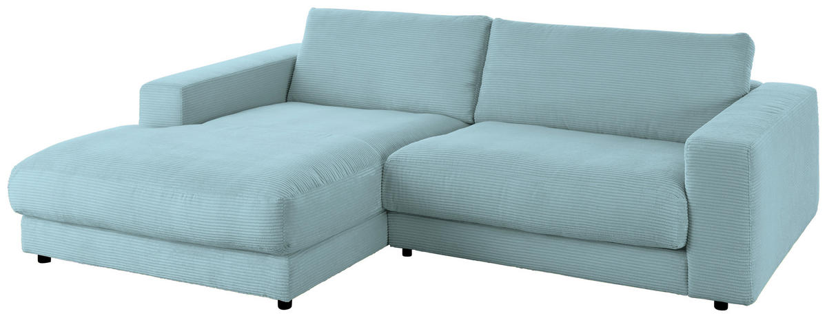 ECKSOFA in Cord Hellblau  - Schwarz/Hellblau, Design, Kunststoff/Textil (190/270cm) - Lomoco