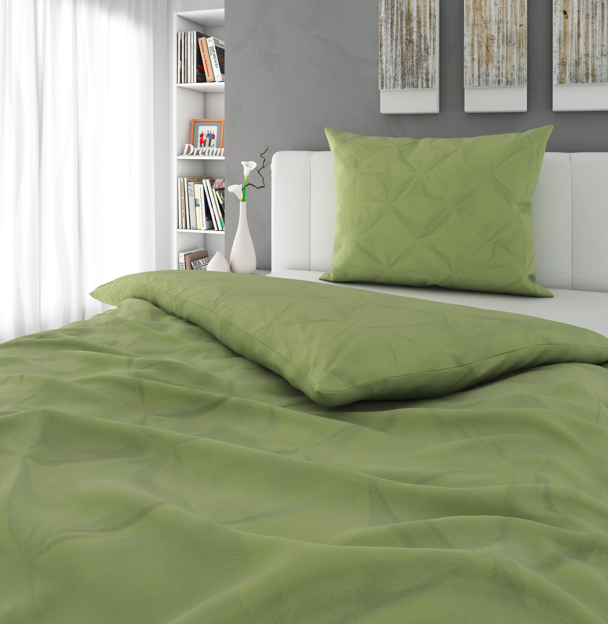POSTELJINA 140/200 cm INTERIOR CHICK - zelena, Konvencionalno, tekstil (140/200cm) - Novel