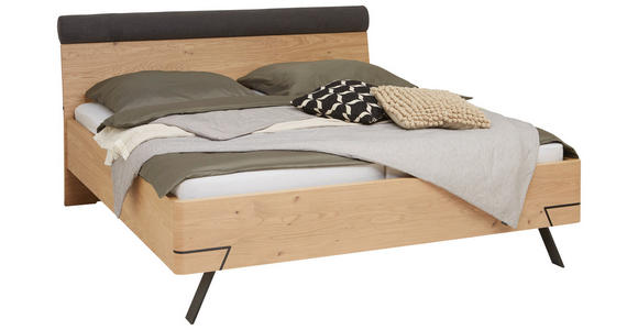 BETT 180/200 cm,  in Anthrazit, Eichefarben,  - Eichefarben/Anthrazit, KONVENTIONELL, Holz/Metall (180/200cm) - Dieter Knoll