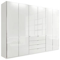 KLEIDERSCHRANK 300/216/62 cm 6-türig Weiß  - Chromfarben/Weiß, Design, Glas/Holzwerkstoff (300/216/62cm) - Novel