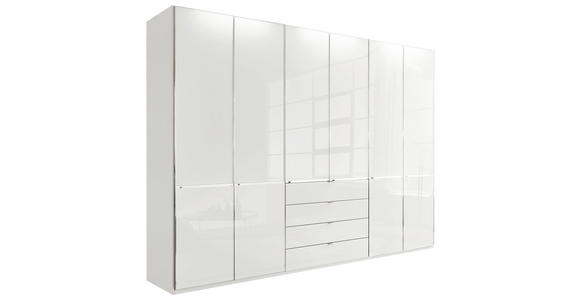 KLEIDERSCHRANK 300/216/62 cm 6-türig Weiß - Chromfarben/Weiß, Design, Glas/Holzwerkstoff (300/216/62cm) - Novel