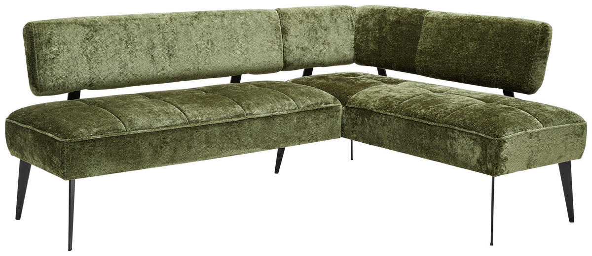 ECKBANK 212/162 cm Webstoff Olivgrün Metall   - Schwarz/Olivgrün, MODERN, Textil/Metall (212/162cm) - Welnova