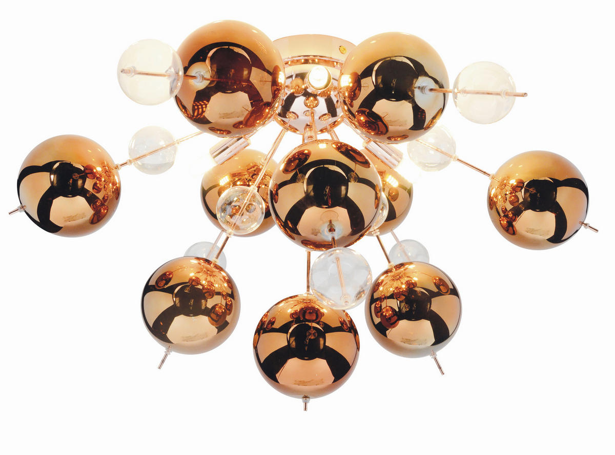DECKENLEUCHTE  57/38 cm    - Klar/Kupferfarben, Trend, Glas/Metall (57/38cm) - Näve