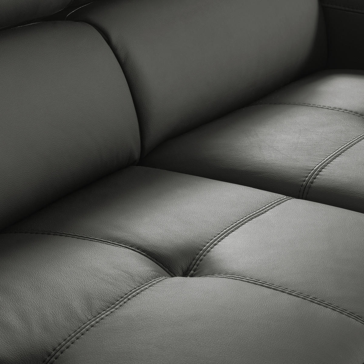 ECKSOFA  in Lederlook Echtleder Anthrazit  - Anthrazit/Schwarz, Design, Leder/Textil (247/173cm) - Livetastic