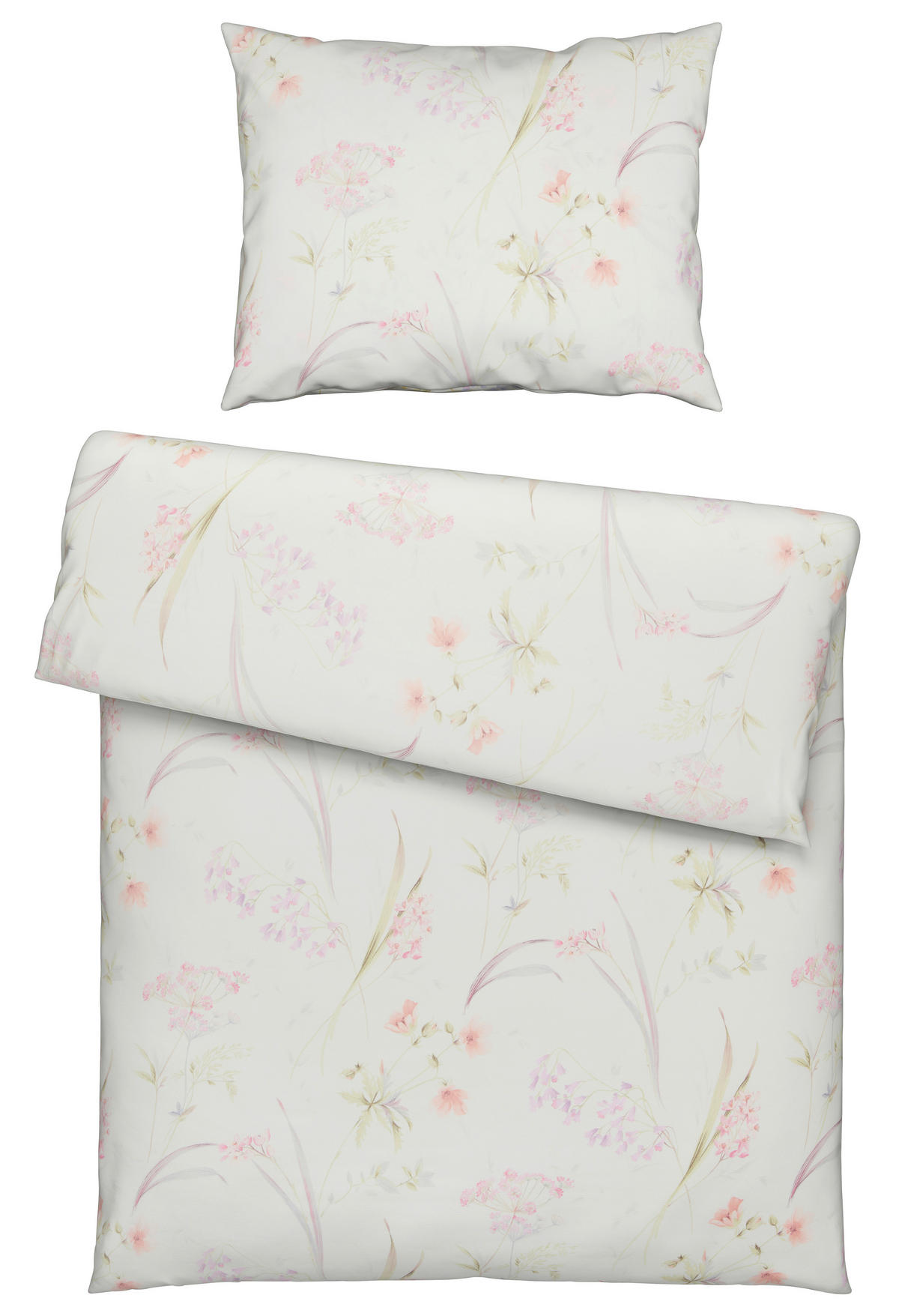 BETTWÄSCHESET Makosatin 160/210 cm  065 cm/100 cm  - Rosa/Grün, Konventionell, Textil (160/210cm) - Estella