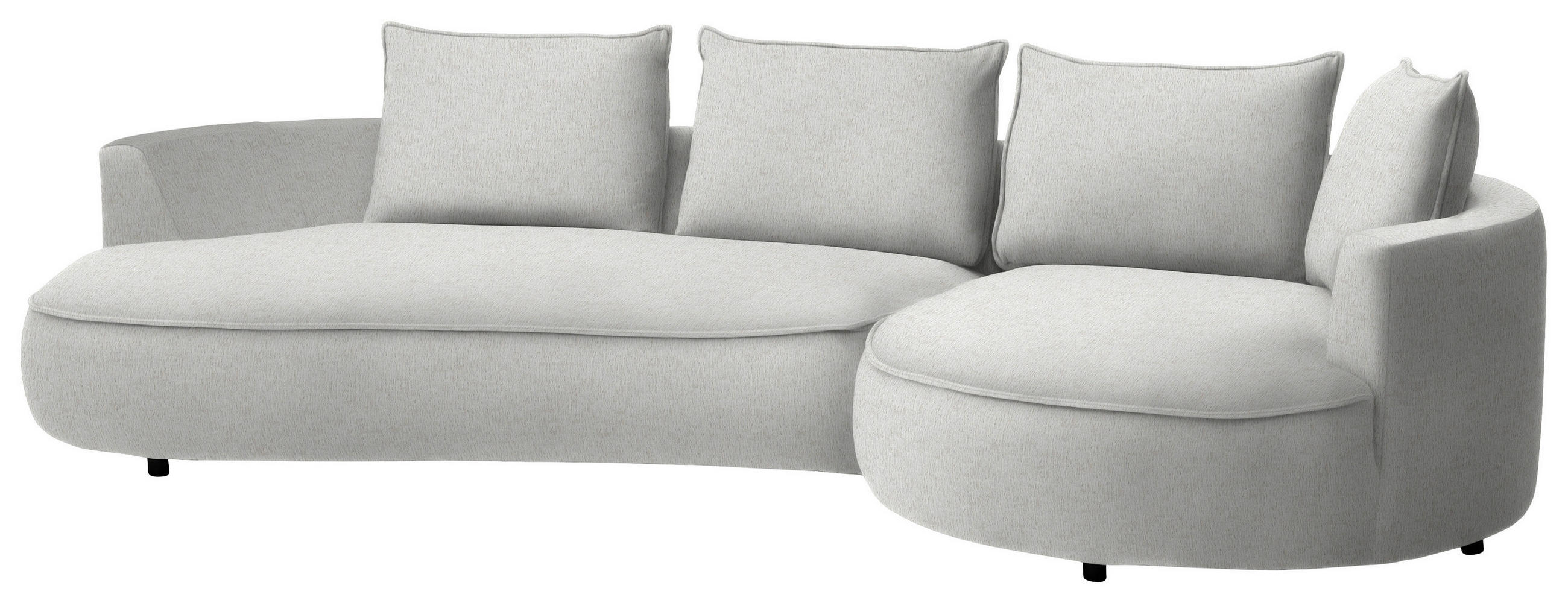 BIGSOFA Chenille Ecru  - Ecru/Schwarz, Design, Kunststoff/Textil (322/82/154cm) - home24